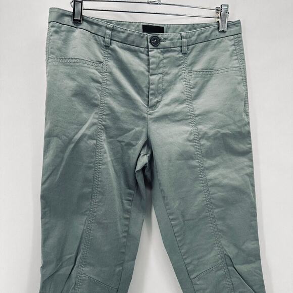 ATM Enzyme Wash Slim Ankle‎ Zip Pants Womens 4 Green Chino Preppy Quiet Luxury - Picture 2 of 12